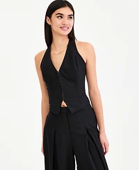Bar Iii Women's Smocked-Back Linen-Blend Vest, Macy's Exclusive