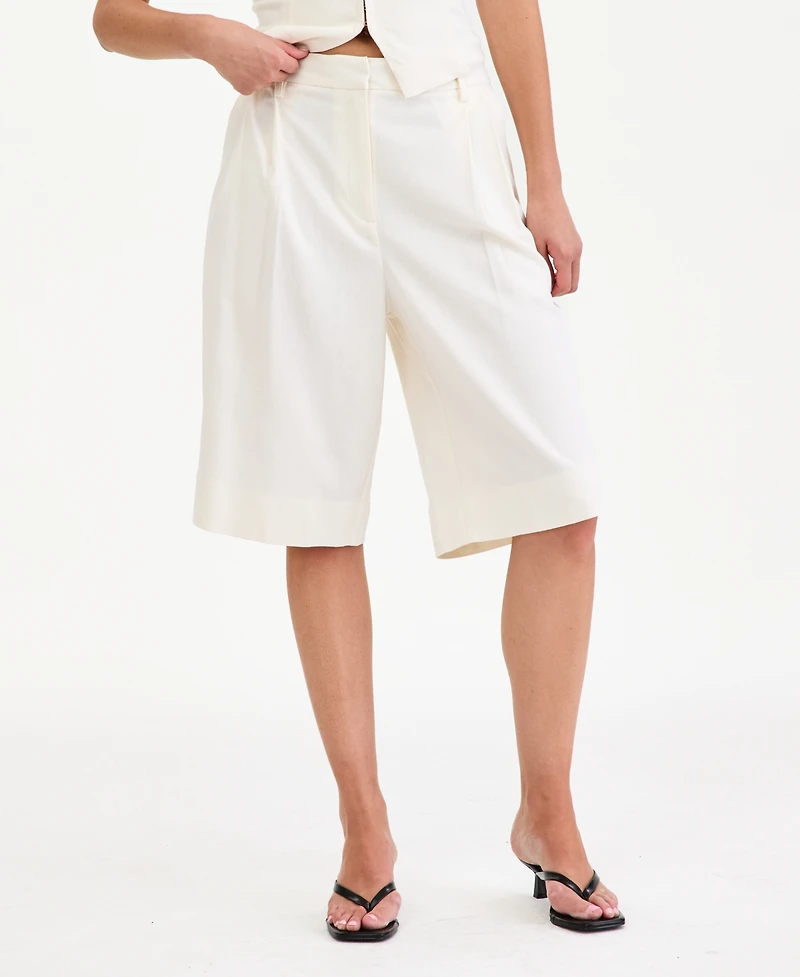 Bar Iii Women's Pleated Bermuda Shorts, Macy's Exclusive