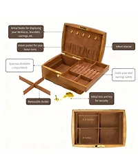 Yigii Wooden Jewelry Box with Lock for Women