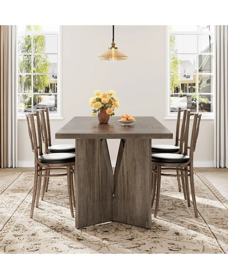 gaomon Senfot Rectangular Dining Table for 6, Long Wooden Rustic Farmhouse Tall Kitchen with Large Tabletopwith Heavy Duty