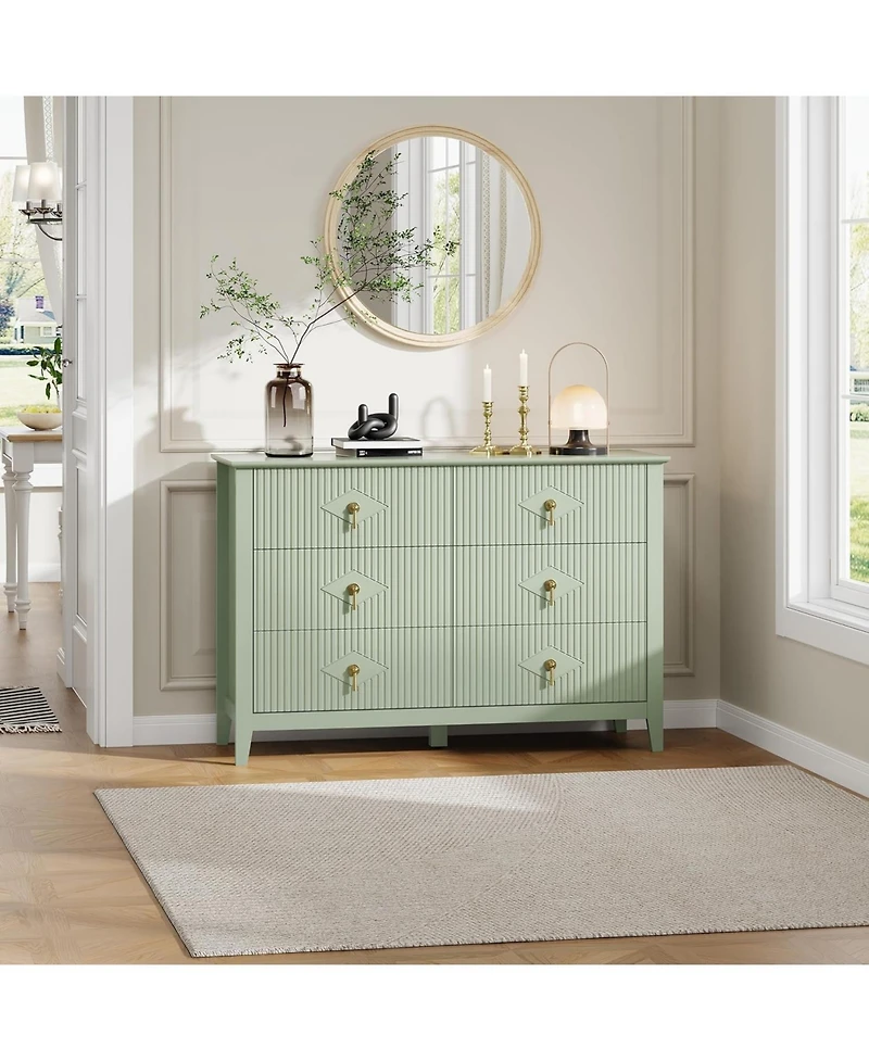 gaomon Dresser for Bedroom with 6 Drawers, 48 in Wide Modern Chest of Drawers with Metal Handle, Dresser Tv Stand, Wood Drawer Organizer for Bedroom