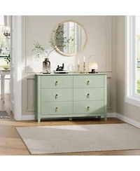 gaomon Dresser for Bedroom with 6 Drawers, 48 in Wide Modern Chest of Drawers with Metal Handle, Dresser Tv Stand, Wood Drawer Organizer for Bedroom