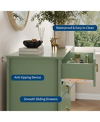 gaomon Fluted Dresser for Bedroom, 42.9" Tall 5-Drawer Wood Dresser, Modern Chest of Drawers, Storage Organizer Cabinet