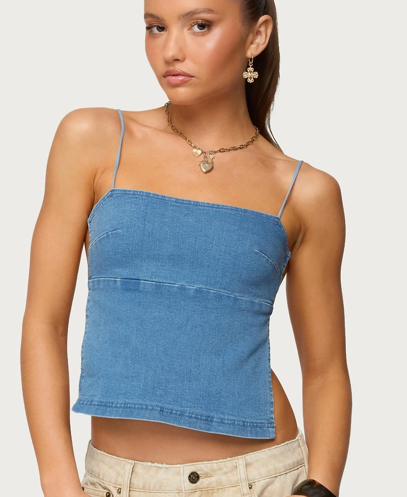 Edikted Women's Conley Backless Denim Top