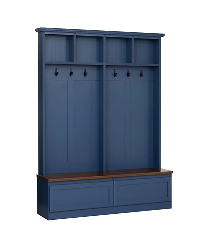 Clihome Farmhouse 4-in-1 Hall Tree with Wood Grain Bench with 2 Large Drawer for Hallway
