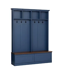 Clihome Farmhouse 4-in-1 Hall Tree with Wood Grain Bench with 2 Large Drawer for Hallway