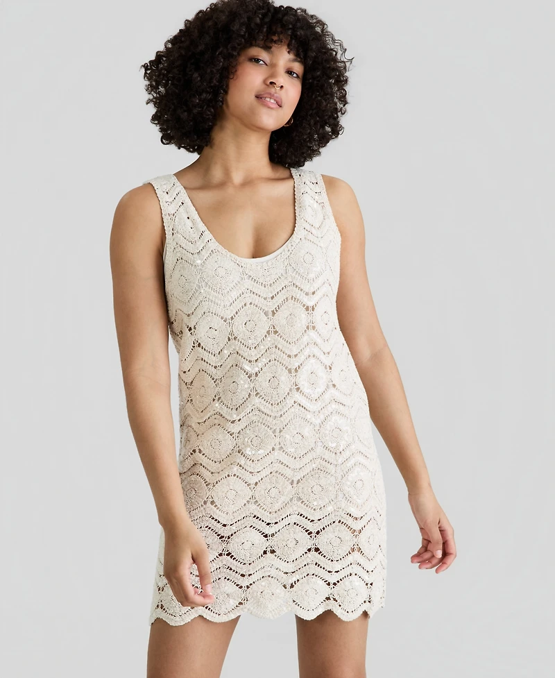 And Now This Women's Sequin Embellished Crochet Mini Dress, Macy's Exclusive