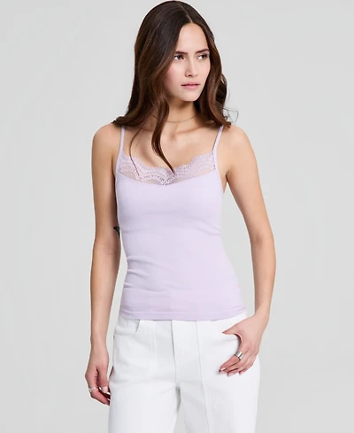 And Now This Women's Seamless Lace-Trim Rib-Knit Tank Top, Macy's Exclusive