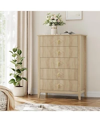 gaomon Dresser for Bedroom with 5 Drawers, 32 in Wide Modern Chest of Drawers with Metal Handle, Dresser Tv Stand, Wood Drawer Organizer for Bedroom