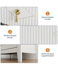 gaomon Wood Nightstand Fluted Dresser for Bedroom, 27.5" Wide 3-Drawer Bedside Tables, Modern Chest of Drawers, Storage End Table Living Room, Ha