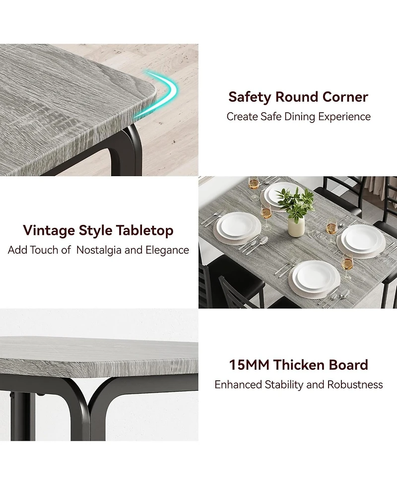 gaomon 5-Piece Dining Table Set for 4, Modern Rectangle Kitchen with Upholstered Chairs