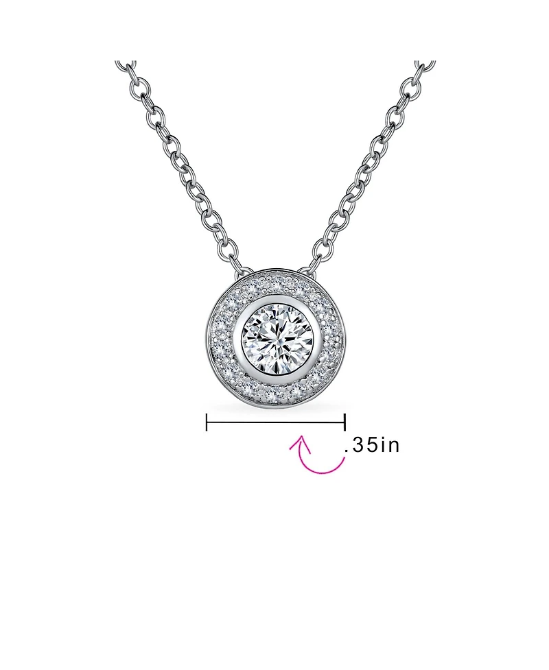 Bling Jewelry Classic Art Deco Style Cz Halo Circle Circlet Rosette Solitaire Pendant Cubic Zirconia Sterling Silver