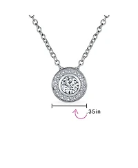 Bling Jewelry Classic Art Deco Style Cz Halo Circle Circlet Rosette Solitaire Pendant Cubic Zirconia Sterling Silver