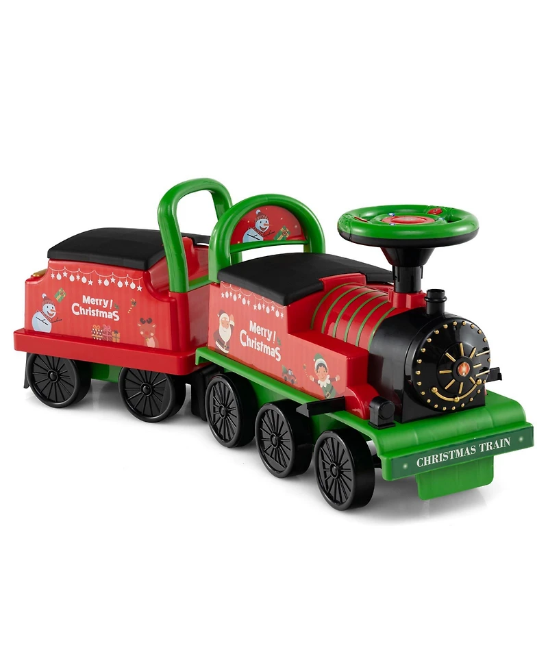 Slickblue Kids Ride On Train 6V 2 Seater Carriage Led Lights