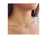 Little Sky Stone Mini Halo Round Pendant Necklace in 14k Gold Finish