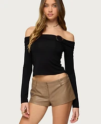 Edikted Women's Mazi Foldover Gathered Ring Top