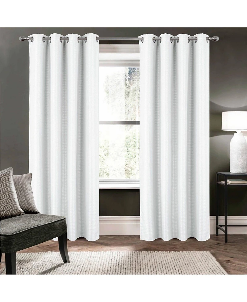 Olivia Gray 100% Polyester 250 Gsm Basket Weave Ian Luxury Jacquard Blackout Grommet Curtain Panel 54" x 90"