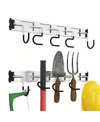 Yigii Aluminum Garden Tool Rack, Adjustable Hooks, Easy Install, Durable