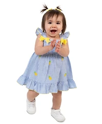 Rare Editions Baby Girls' Pineapple Schiffli Seersucker Square Neck Dress and Panty, 2-Piece Set