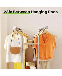 Yigii Adjustable 3-in-1 Metal Garment Rack with Storage Basket and Wheels