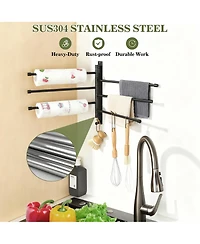 Yigii Stainless Steel 6-Arm Swing Towel Rack, Space-Saving, Rotatable, for Bathrooms
