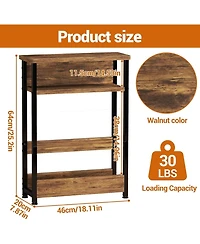 gaomon Narrow Side Table with Storage Shelf, 3-Tier Slim End Magazine Holder, Modern Sofa Thin Tables