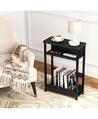 gaomon Narrow Side Table with Storage Shelf, 3-Tier Slim End Magazine Holder, Modern Sofa Thin Tables