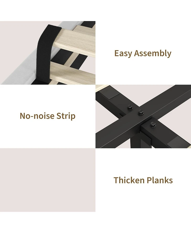 gaomon King Size Upholstered Platform Bed Frame with Adjustable Vertical Tufted Headboard, Sturdy Wooden Slats, Noise Free Modern Bed