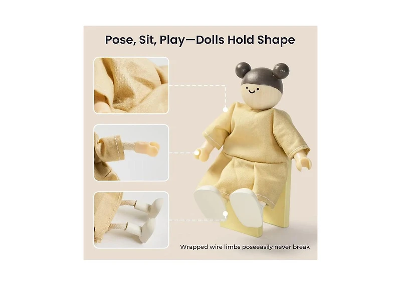 Tiny Land Wooden Dollhouse Dolls