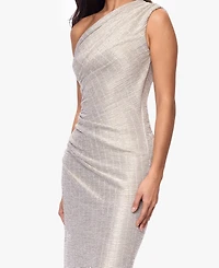 Betsy & Adam Women's Metallic Crinkle Ball Gown