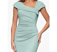 Xscape Petite Asymmetric Front Slit Evening Gown