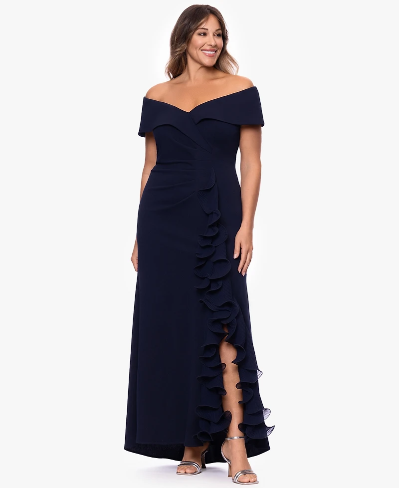 Xscape Plus-Size Sweetheart Off-The-Shoulder Ball Gown