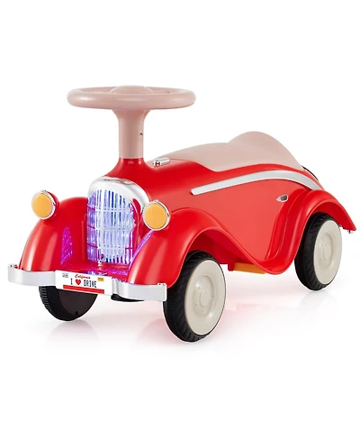 Mecale Toddler Ride on Toy Classic Sliding Car with Horn and Led Headlight-Red