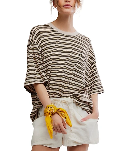Free People Women's All Love Stripe Pocket Crew Neck T-Shirt