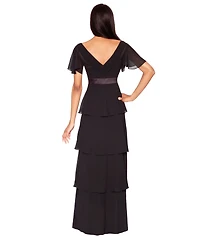 White Tie by Shani Women's V-Neck Ruffle Ball Gown