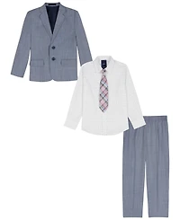 Nautica Toddler & Boys' 2T-7 Sharskin Notch Collar Suit Jacket, Pants, Printed Shirt Clip-On Necktie, 4-Piece Set