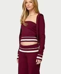 Edikted Women's Kaliya Stripey Knit Zip Up Hoodie