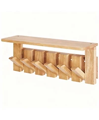 Yigii Space-saving Wall Coat Rack with Hooks and Shelf for Hanging Clothes, Hats, Keys