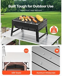 Mecale Outdoor 2-Tier Kitchen Cook Table with Zippered Bag, Portable Folding Table for Bbq, Party and Camping