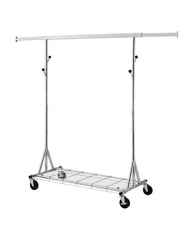 Rainsken Heavy Duty Clothing Rack, Collapsible and Portable Hanging Rack, Rolling Garment Rack with Wheels and Mesh Shelf, 600LBS Capacity for Bedroom