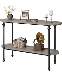 gaomon Table, 433" Table with Storage, 2 Tier Sofa Table with Metal Frame and Mdf, Behind Couch Table for Living Room, Hallway