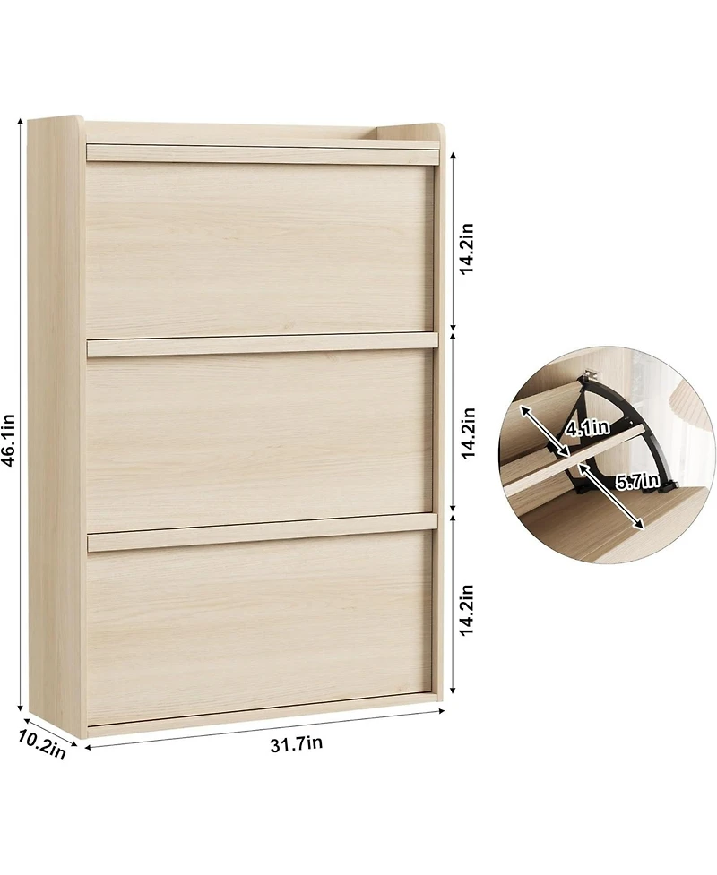 gaomon Wooden Shoe Cabinet with Flip Drawers – Adjustable Shelf Shoe Organizer, Hidden Freestanding Shoe Storage for Entryway, Hallway