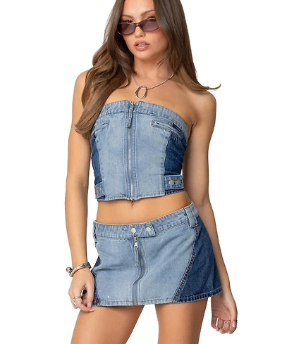 Edikted Women's Reni Contrast Denim Zip Up Corset