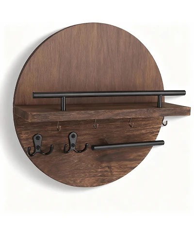 Yigii Home Decor, Wall Decorative Key & Mail Holder with Hooks, Shelf, and Organizer