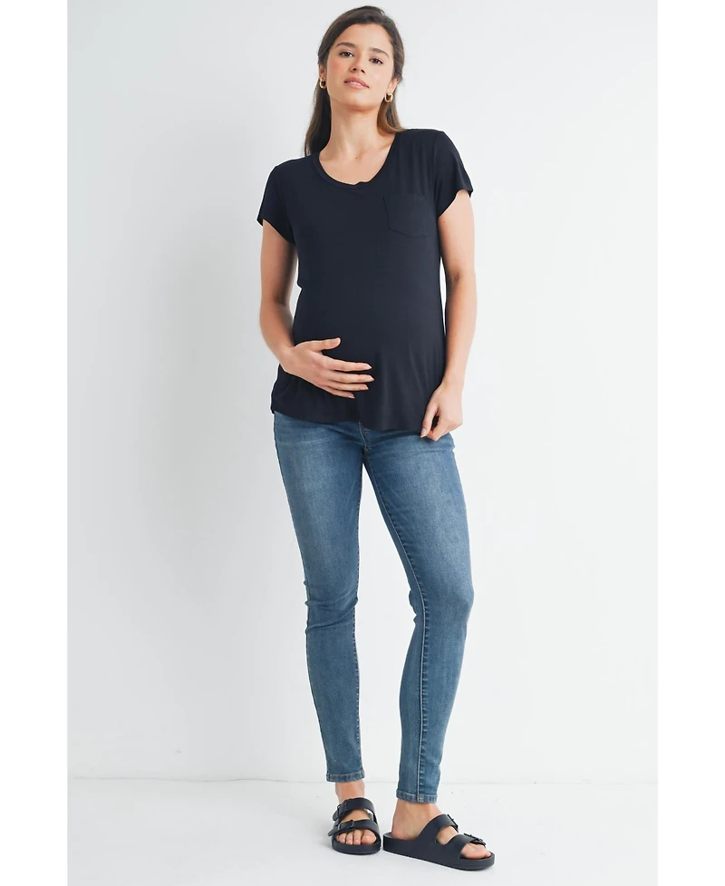 Hello Miz Women's Maternity Scoop-Neck Short-Sleeve Nursing T-Shirt