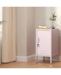 gaomon Metal Locker Nightstand with Door & Shelf, Modern Steel Bedside Storage Cabinet