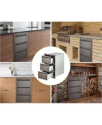 gaomon Outdoor Kitchen Drawers D Flush Mount Triple Drawers, Stainless Steel Drawer for Outdoor Kitchen Island