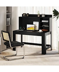 Mecale Modern Home Office Desk with Hutch and Storage, Workstation