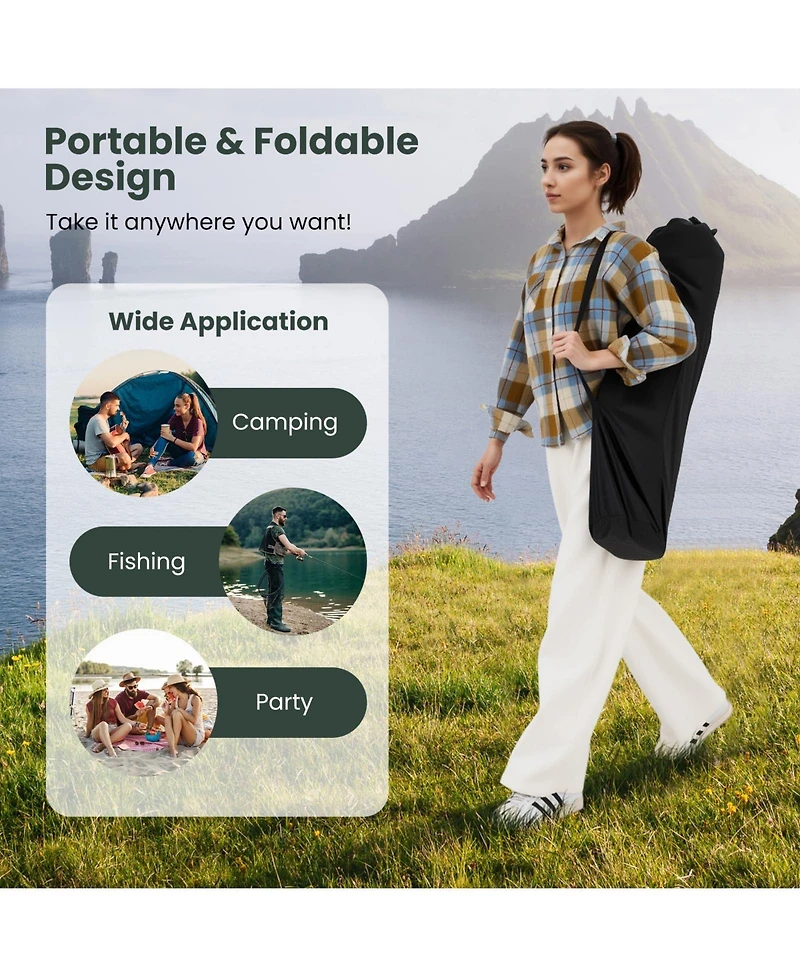 Mecale Reclining Camping Chair with Removable Footrest and Adjustable Backrest, Portable