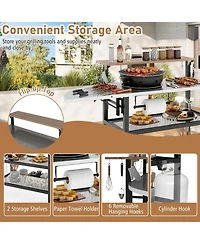 Mecale Outdoor Foldable Grill Table with Flip-Up Top and 2 Storage Shelves for Backyard